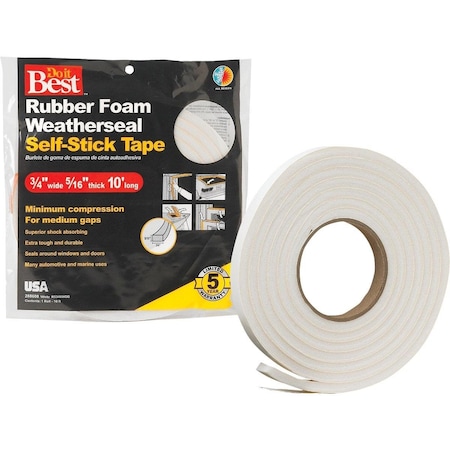All-Source 3/4in. W x 5/16in. T x 10' L White Foam Weatherstrip Tape R534WHDB